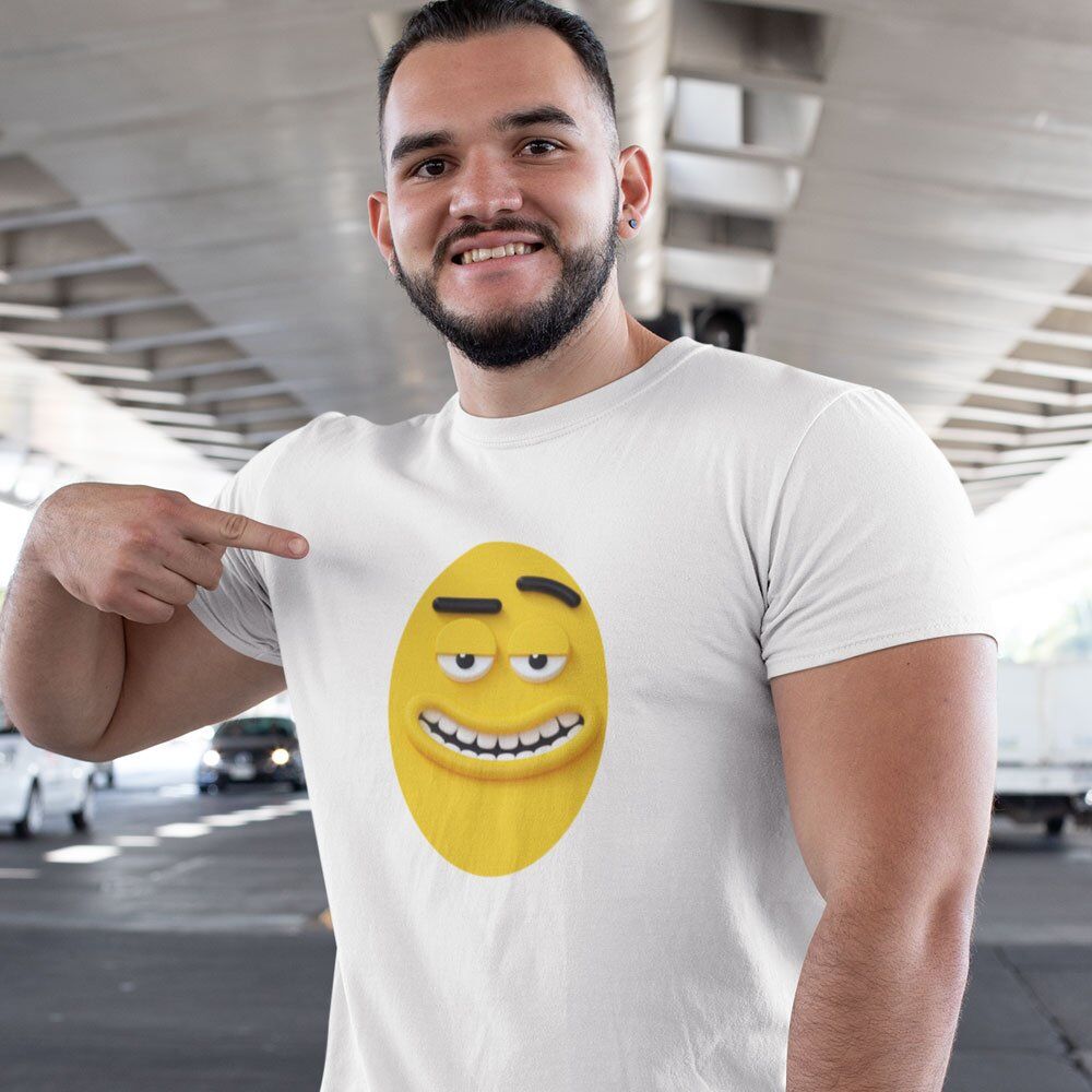 Pure Cotton Bio-Washed T-Shirt Chest Printed-Funny Egg head Emoji Design-8-by ZingerTees-Unisex-EL9120454 - Image 4
