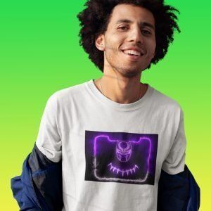 Pure Cotton Bio-Washed T-Shirt Chest Printed-Black Panther Neon Icon Design-3-by ZingerTees-Unisex-EL9120414
