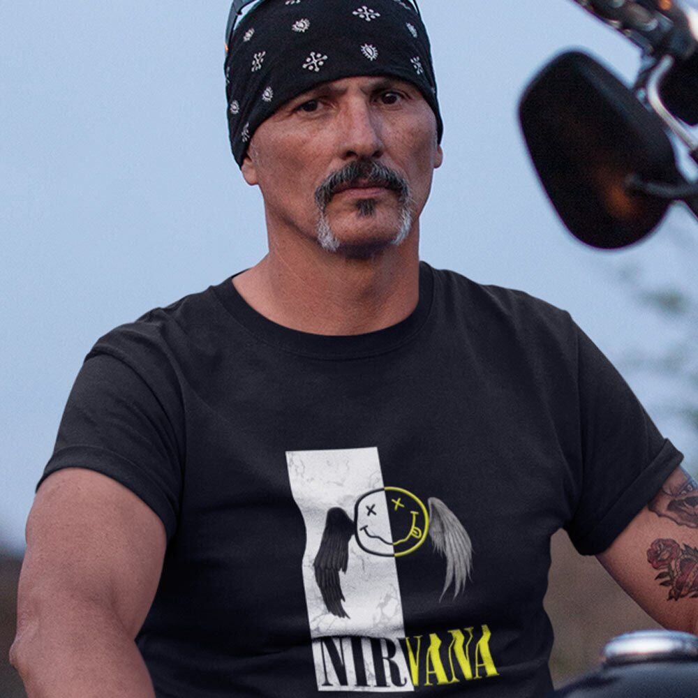 Pure Cotton Bio-Washed T-Shirt Chest Printed-Legends Series - Tribute to Rock Band Nirvana Design No.6-by ZingerTees-Unisex-EL9120328 - Image 2