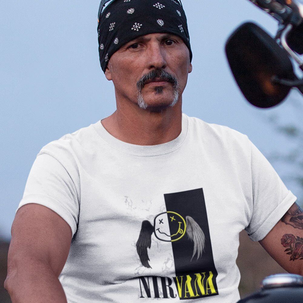 Pure Cotton Bio-Washed T-Shirt Chest Printed-Legends Series - Tribute to Rock Band Nirvana Design No.6-by ZingerTees-Unisex-EL9120328 - Image 4