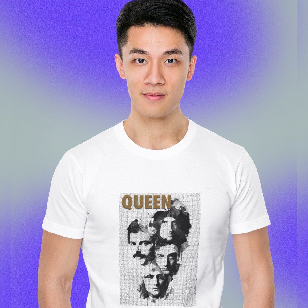 Pure Cotton Bio-Washed T-Shirt Chest Printed-Tribute to Queen-Freddie Mercury-Rock Music-Design-2-by ZingerTees-Unisex-EL9120490 - Image 2
