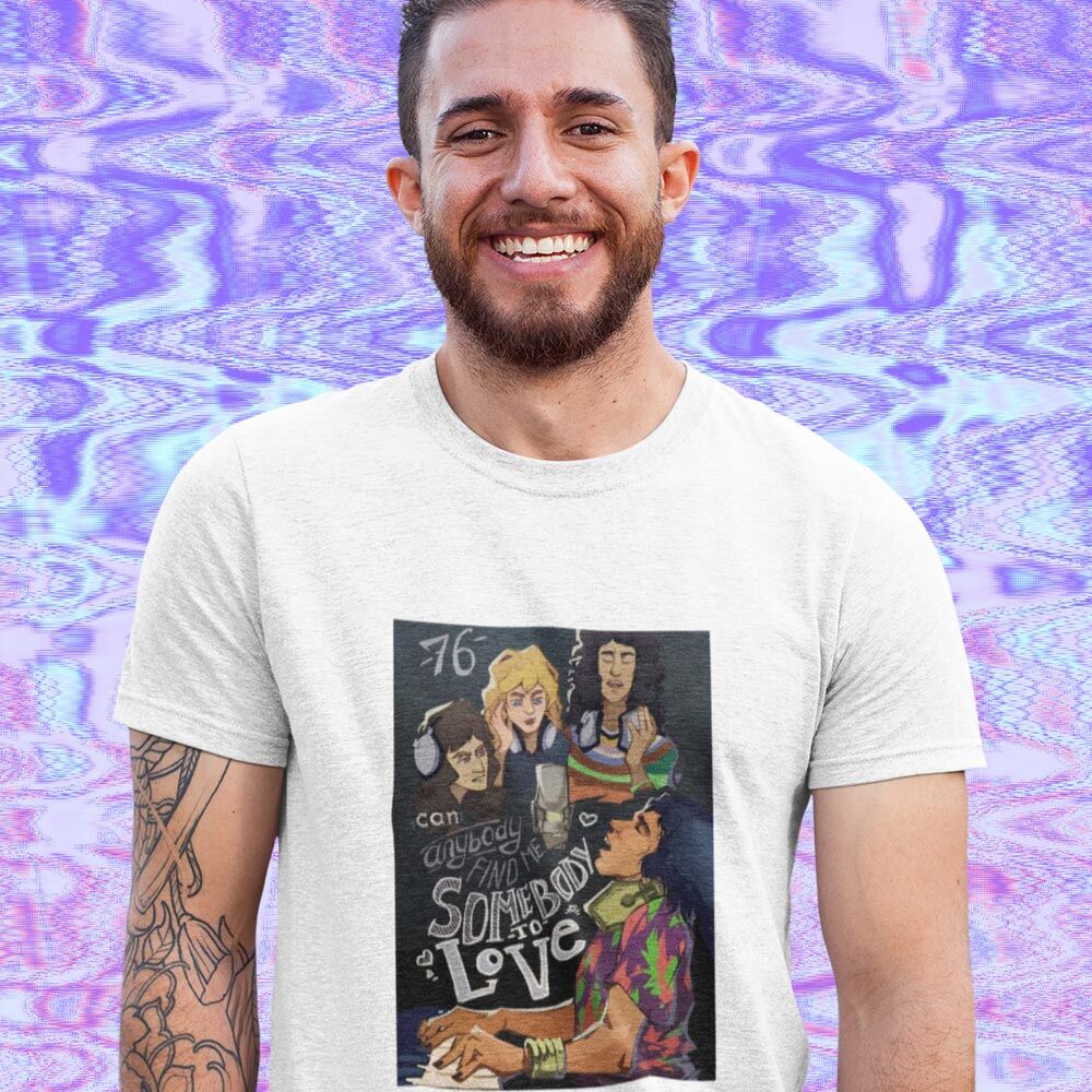 Pure Cotton Bio-Washed T-Shirt Chest Printed-Tribute to Queen-Freddie Mercury-Rock Music-Design-5-by ZingerTees-Unisex-EL9120493 - Image 3
