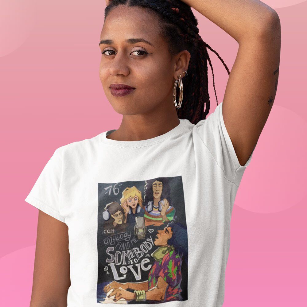 Pure Cotton Bio-Washed T-Shirt Chest Printed-Tribute to Queen-Freddie Mercury-Rock Music-Design-5-by ZingerTees-Unisex-EL9120493 - Image 2